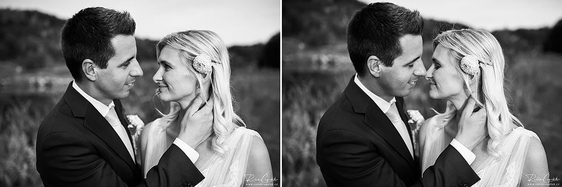 černobílé svatební fotografie nevěsty a ženicha