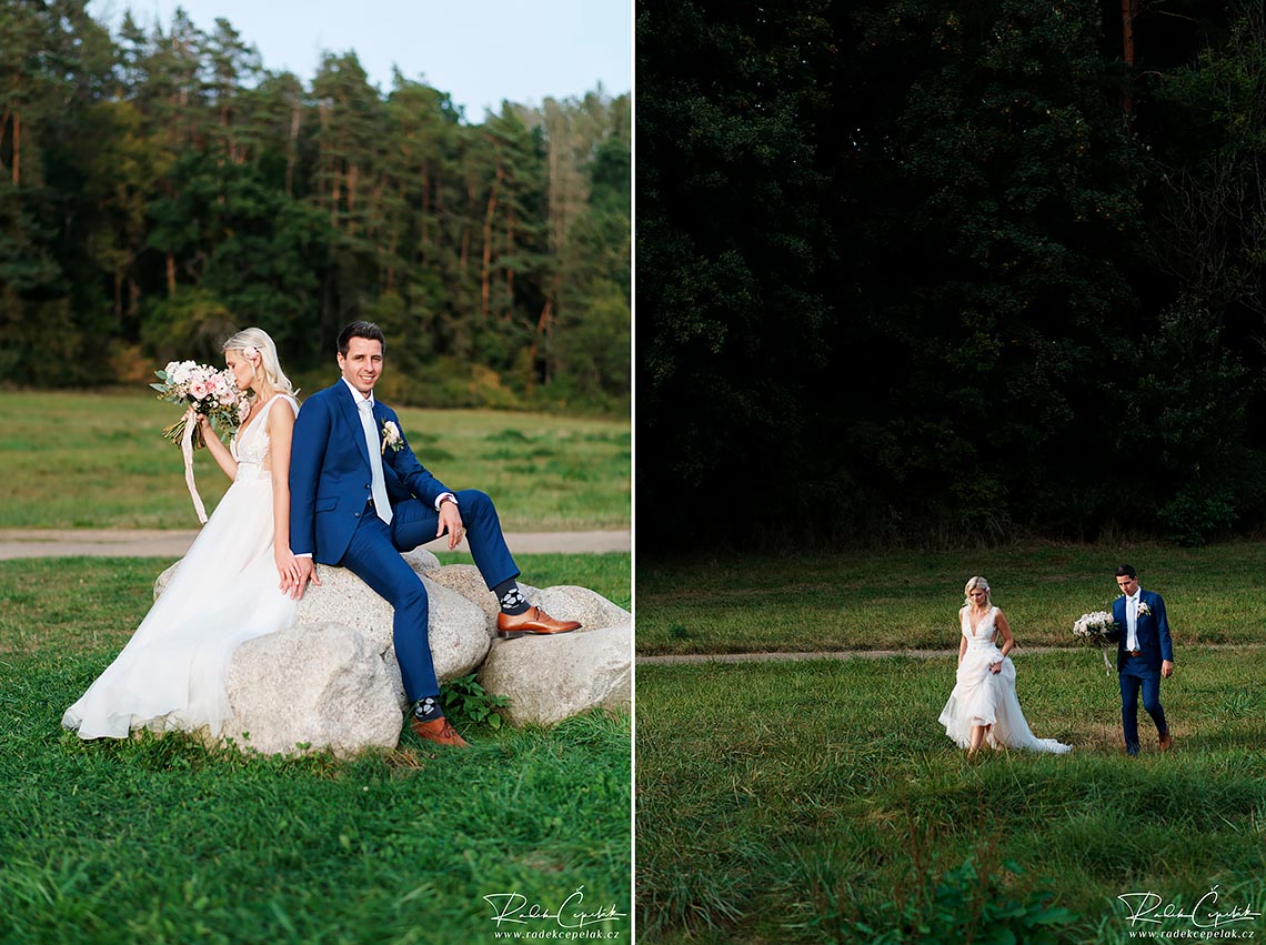 svatební foto nevěsty a ženicha v přírodě