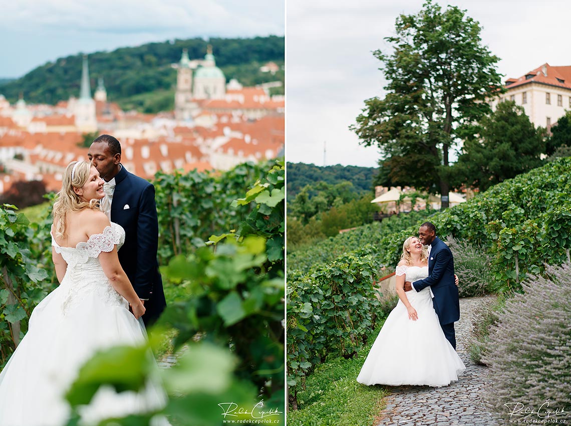svatební fotografie nevěsty s ženichem v Praze