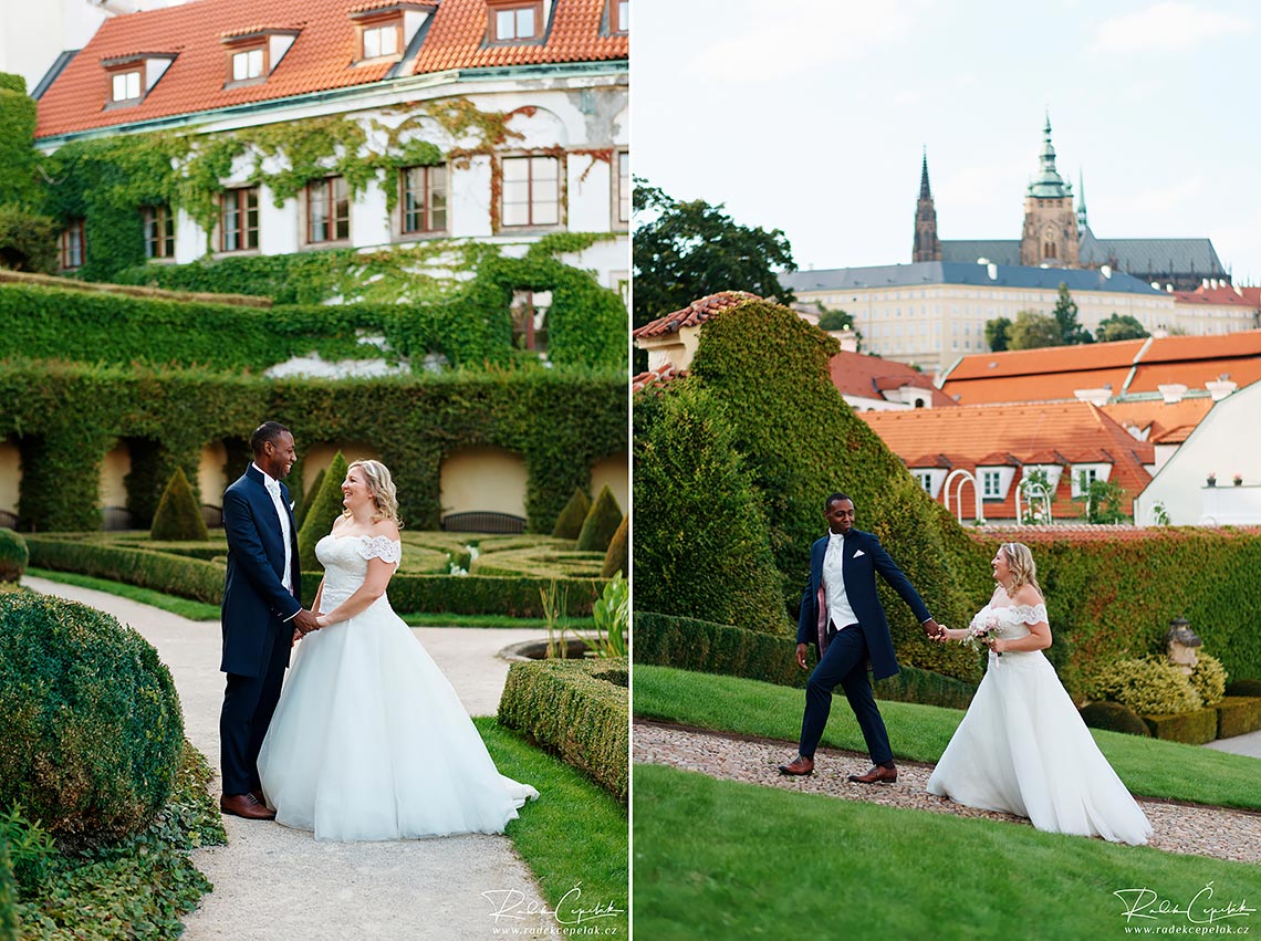Svatební focení ženicha a nevěsty ve Vrtbovské zahradě v Praze