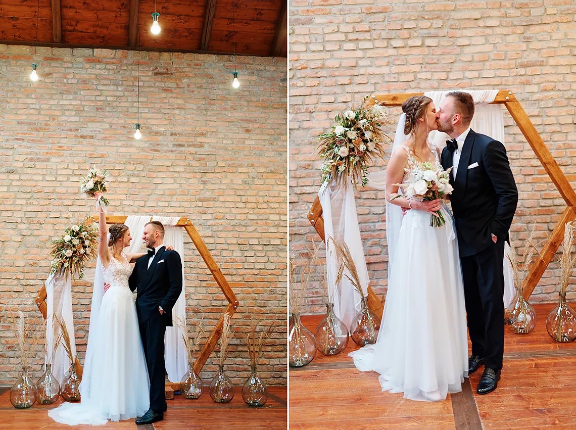 ženich a nevěsta společně po obřadu