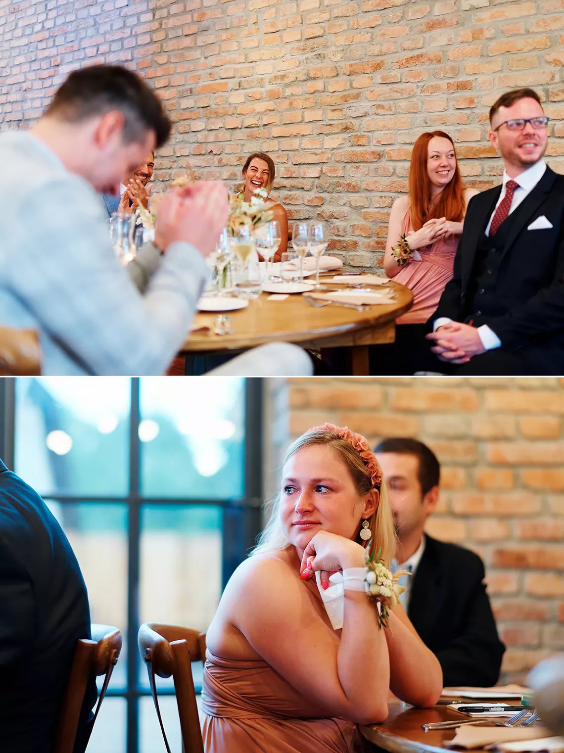 momentky hostů během proslovu na svatební hostině