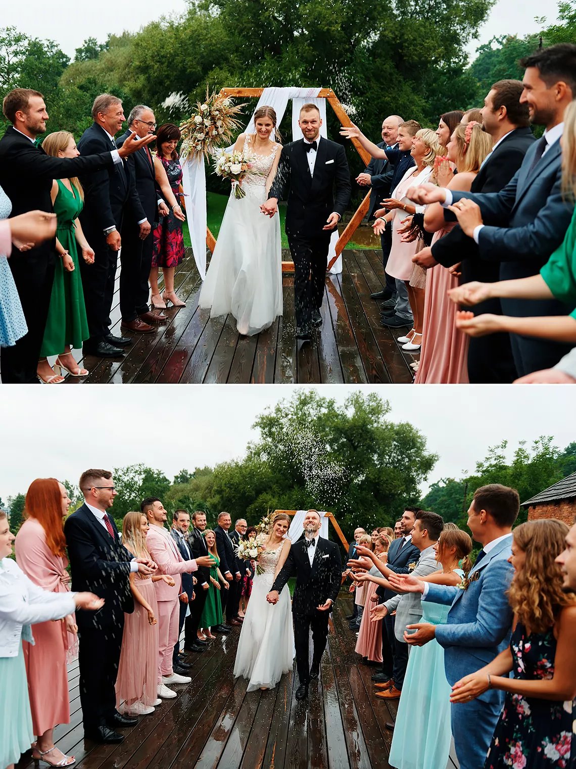 házení rýže na novomanžele na svatbě na Mlýnu na Dobré vodě