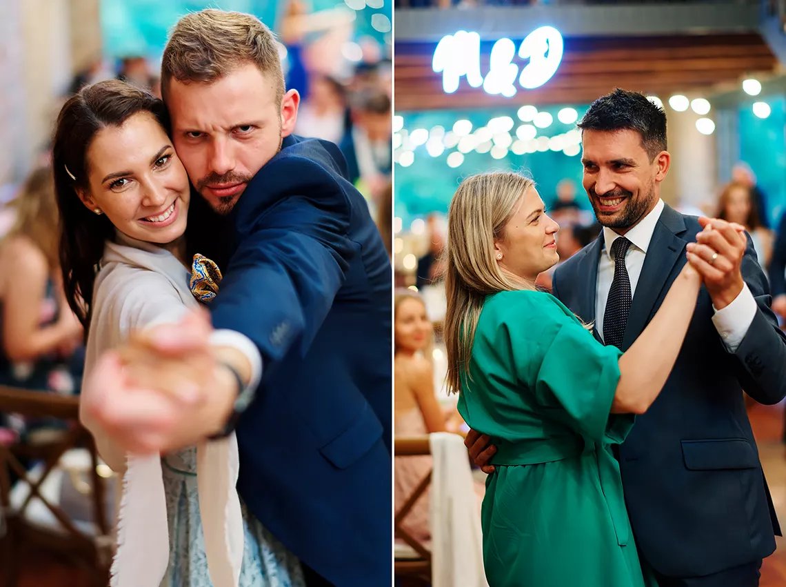 svatební hosté tancují na svatbě