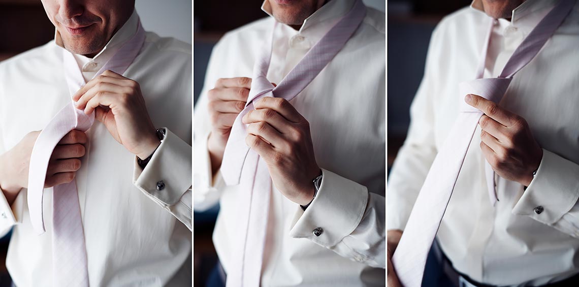 přípravy ženicha vázání kravaty