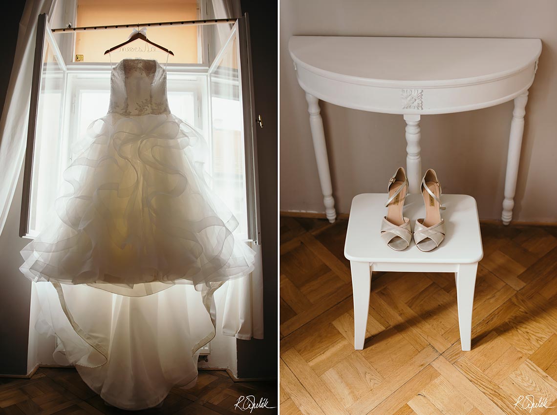 svatební šaty a obuv nevěsty