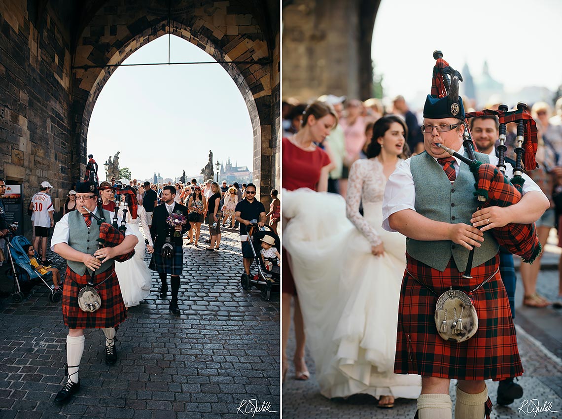 Skotská svatba v Praze s dudákem