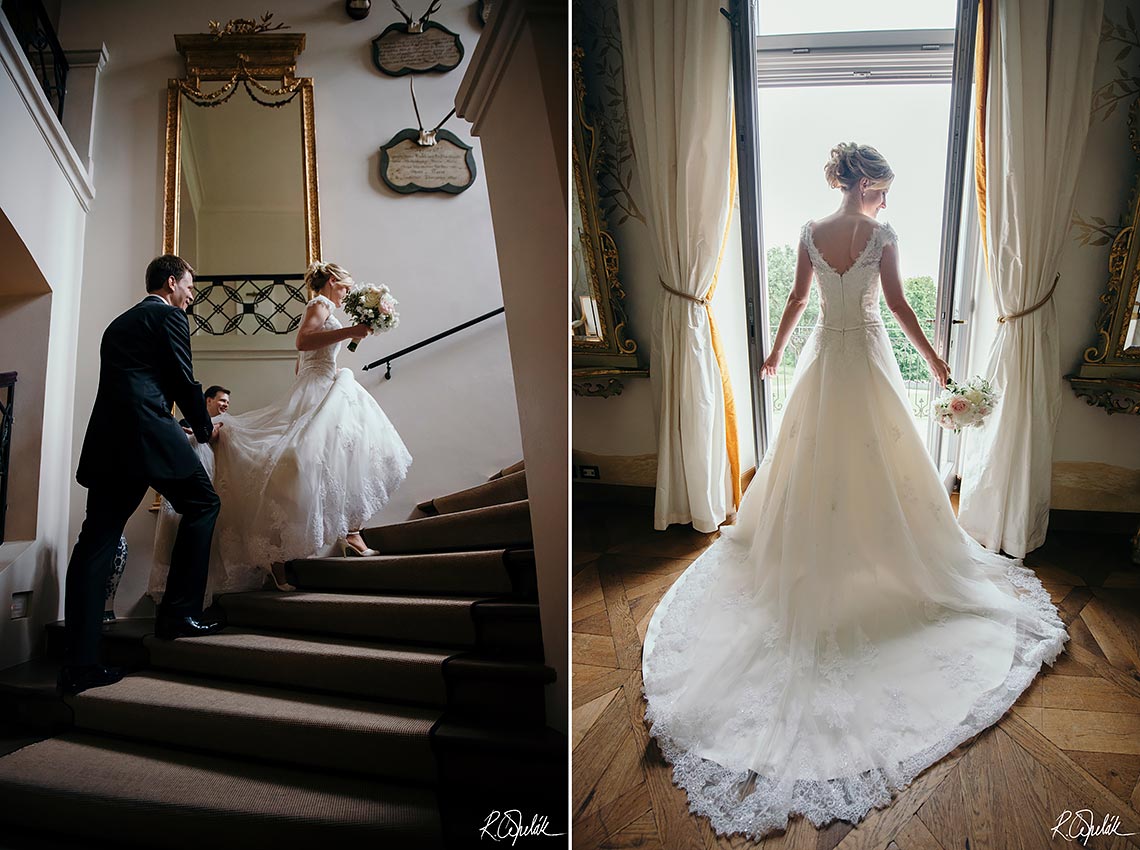 svatební fotografie novomanželů v interiéru Chateau Mcely