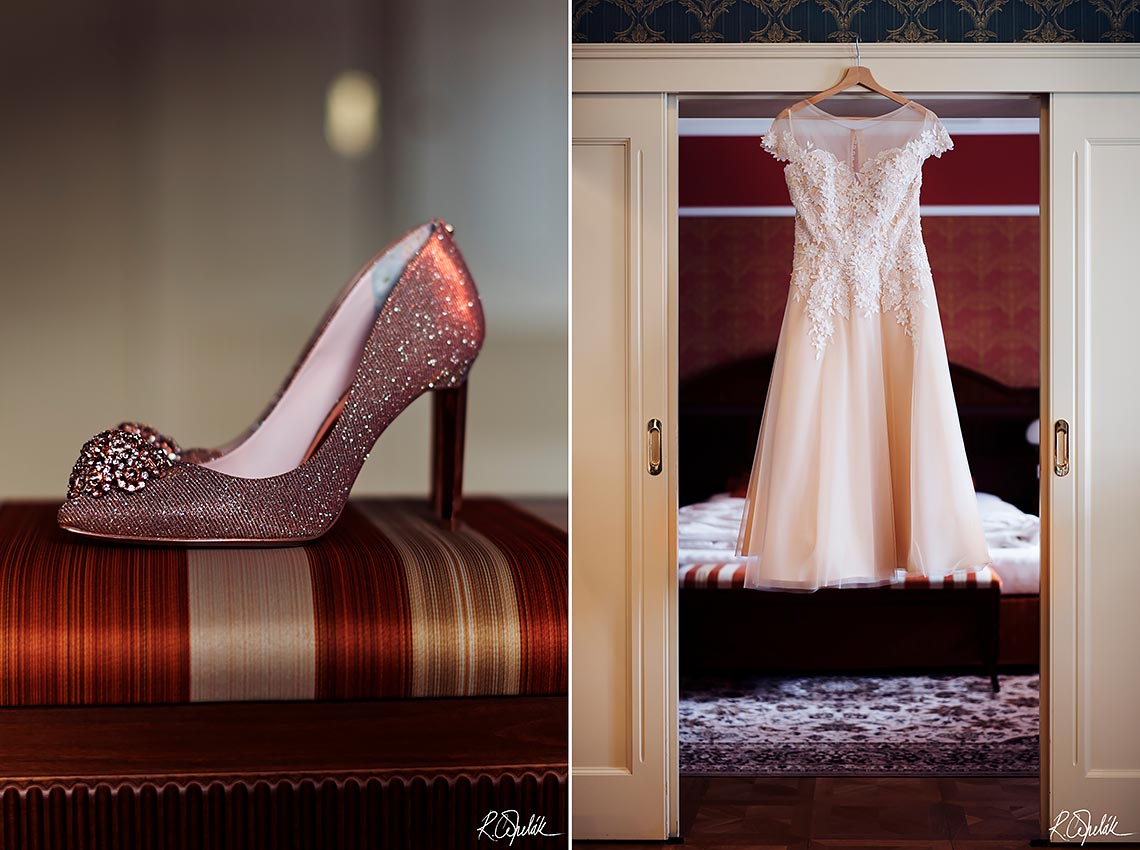 svatební šaty a boty pro nevěstu