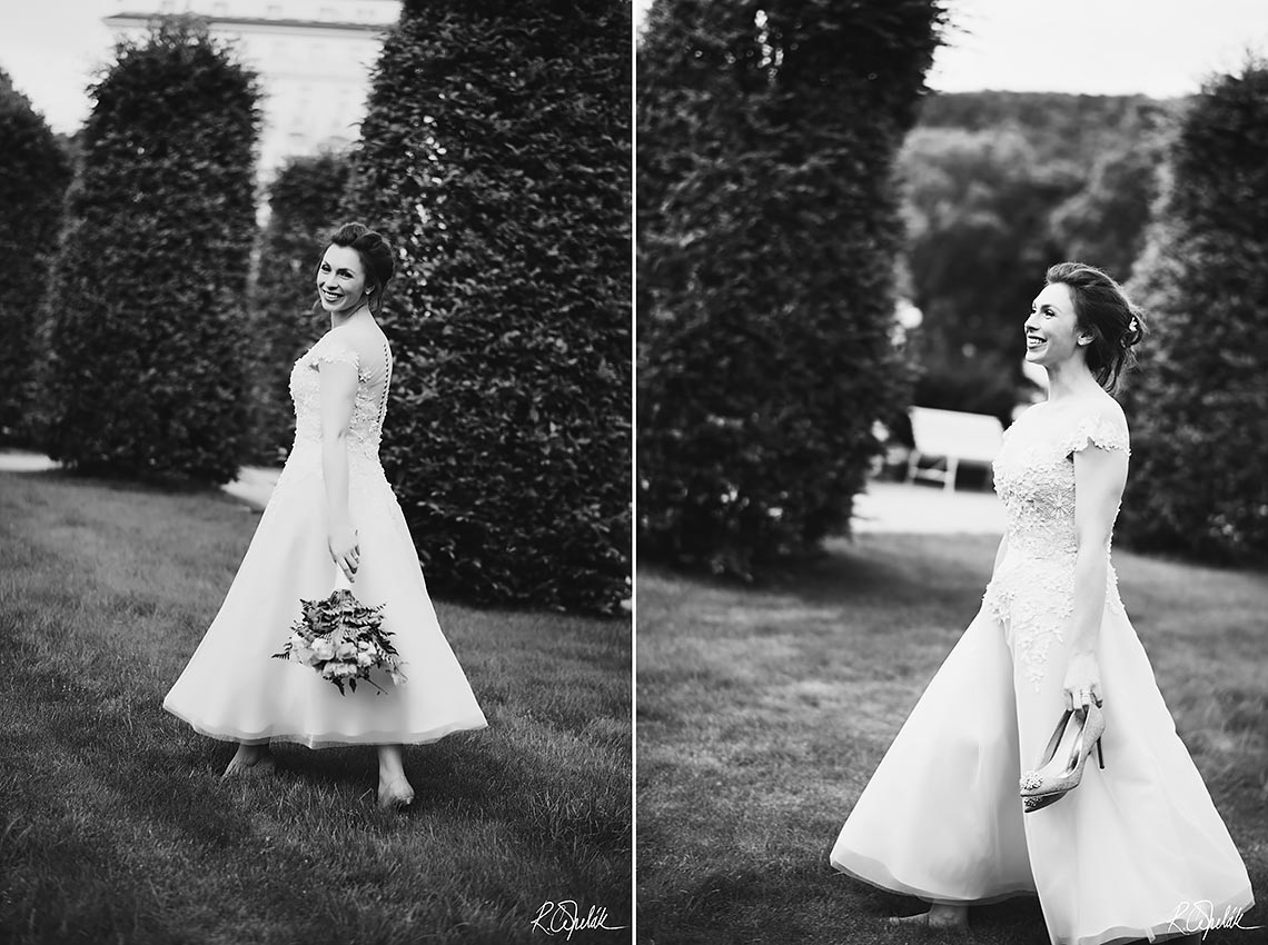 černobílé svatební fotografie nevěsty