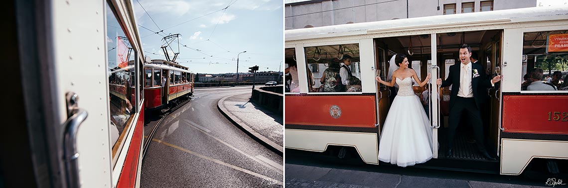 historická tramvaj na svatbu projížďka Prahou