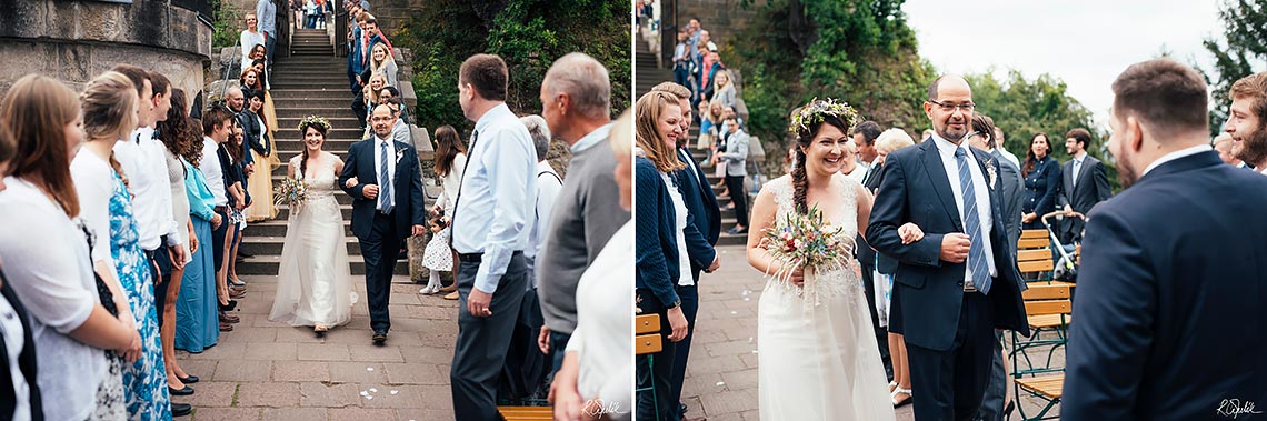 příchod nevěsty na svatební obřad na hradě Valdštejn