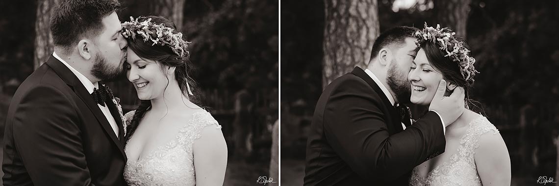 černobílé svatební fotografie novomanželů