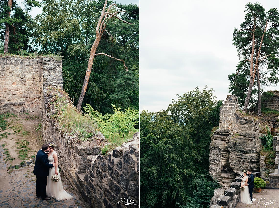 svatební fotografie novomanželů na hradě Valdštejn