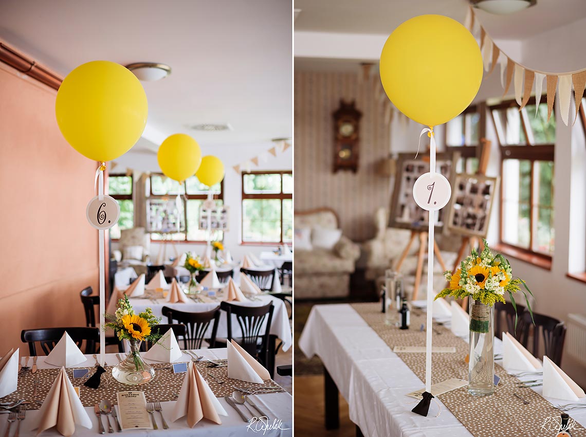 žluté svatební balóny na hostině ve vile Barboře v Hořičkách