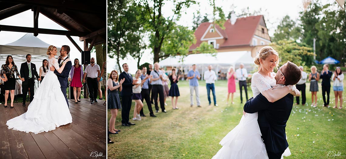 první tanec novomanželů na svatbě ve vile Barbora na Hořičkách