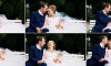 ženich a nevěsta svatební fotografie na lavičce