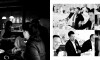svatební černobílé fotky z hostiny ve stodole